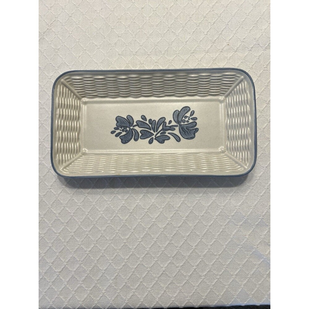 Pfaltzgraff Yorktowne Stoneware Basket Weave Bread Tray Platter (12"x6.5”) Vtg.